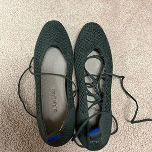 Rothy's Women's Dark Green Lace-Up Flats